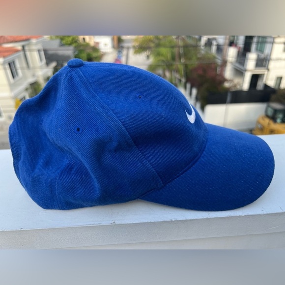 Vintage 90s Nike blue cotton golf tennis cap silver swoosh embroidered preppy - Picture 8 of 10